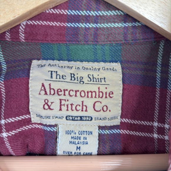 Vintage Abercrombie Big Shirt M Oversized Flannel Plaid Button Down Grunge Y2K - Picture 4 of 9